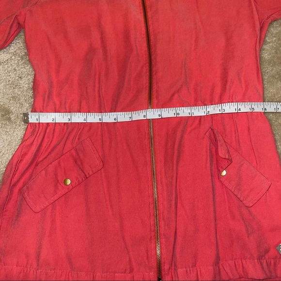 Zara Basic Pink Salmon Solid Zip Cargo Pocket Lightweight Utility Jacket Small - Picture 12 of 15